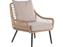 Set bistrot con cuscini LAURETO Rattan sintetico (PE) Naturale