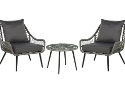 Set bistrot con cuscini LAURETO Rattan sintetico (PE) Grigio