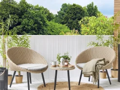 Set bistrot con cuscini ORTIGIA Rattan sintetico (PE) Beige chiaro Beige