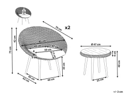 Set bistrot con cuscini ORTIGIA Rattan sintetico (PE) Beige chiaro Beige