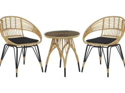 Set bistrot con cuscini PELLARO Rattan sintetico (PE) Nero