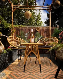 Set bistrot con cuscini PELLARO Rattan sintetico (PE) Nero