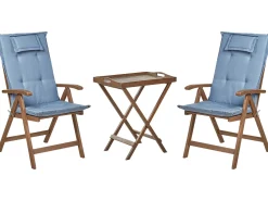 Set bistrot con cuscini Pieghevole AMANTEA Legno d'acacia Blu