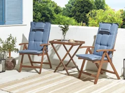 Set bistrot con cuscini Pieghevole AMANTEA Legno d'acacia Blu