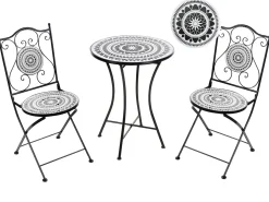 Set bistrot Pieghevole COMISO Metallo Nero/Bianco