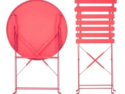 Set bistrot Pieghevole FIORI Metallo Rosso