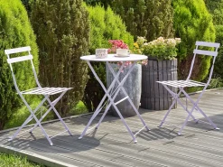 Set bistrot Pieghevole FIORI Metallo Viola