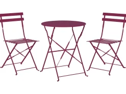 Set bistrot Pieghevole FIORI Metallo Bordeaux