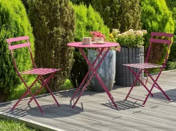 Set bistrot Pieghevole FIORI Metallo Bordeaux