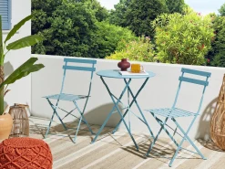 Set bistrot Pieghevole FIORI Metallo Blu oltremare