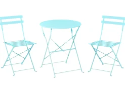 Set bistrot Pieghevole FIORI Metallo Turchese