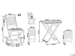 Set bistrot Pieghevole TERNI Legno d'acacia Marrone