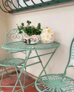 Set bistrot Pieghevole TRENTO Metallo Verde chiaro
