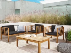 Set da giardino con tavolo 4 posti PACIFIC Legno d'acacia Nero