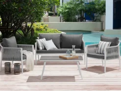 Set da giardino con tavolo 4 posti LATINA Metallo Grigio