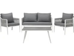 Set da giardino con tavolo 4 posti LATINA Metallo Grigio