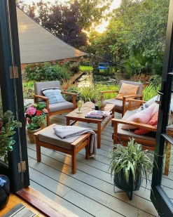 Set da giardino con tavolo 4 posti MANILA Legno di acacia certificato Marrone chiaro