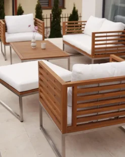 Set da giardino con tavolo 4 posti BERMUDA Legno d'acacia Marrone