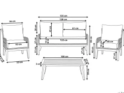 Set da giardino con tavolo 4 posti MERANO Legno d'acacia Grigio