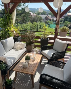Set da giardino con tavolo 4 posti MERANO Legno d'acacia Grigio