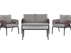 Set da giardino con tavolo 4 posti SCIACCA Metallo Grigio