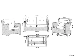 Set da giardino con tavolo 4 posti MARINO Rattan sintetico (PE) Bianco