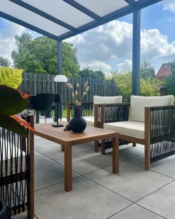 Set da giardino con tavolo 4 posti ANTRIA Legno d'acacia Nero
