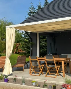 Set da pranzo da giardino con lettini 8 posti CESANA Legno d'acacia Marrone chiaro