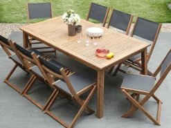 Set da pranzo da giardino con lettini 8 posti CESANA Legno d'acacia Marrone chiaro