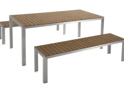 Set da pranzo da giardino con panche 6 posti NARDO Marrone