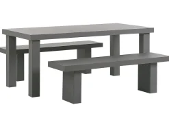 Set da pranzo da giardino con panche 4 posti TARANTO Cemento Grigio