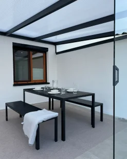 Set da pranzo da giardino con panche 6 posti NARDO Nero