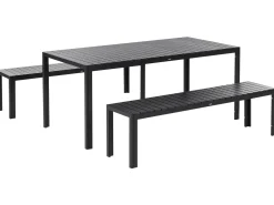 Set da pranzo da giardino con panche 6 posti NARDO Nero