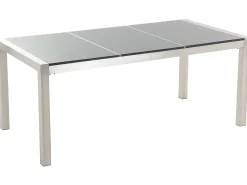 Set da pranzo da giardino 6 posti GROSSETO Piastra tripla Granito Lucido Grigio/Beige