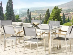 Set da pranzo da giardino 6 posti GROSSETO Granito Lucido Grigio