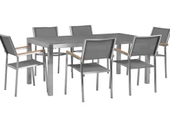 Set da pranzo da giardino 6 posti GROSSETO Granito Lucido Grigio