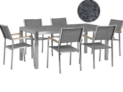 Set da pranzo da giardino 6 posti GROSSETO Granito Lucido Grigio