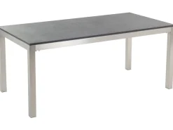 Set da pranzo da giardino 6 posti GROSSETO Granito fiammato Nero/Grigio