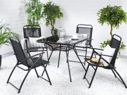 Set da pranzo da giardino 4 posti LIVO Metallo Nero