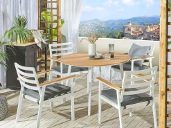 Set da pranzo da giardino 4 posti CAVOLI con cuscini Metallo Grigio