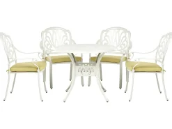 Set da pranzo da giardino 4 posti ANCONA con cuscini Metallo Bianco sporco
