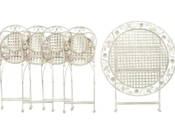 Set da pranzo da giardino 4 posti BIVIO Pieghevole Metallo Bianco sporco