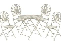Set da pranzo da giardino 4 posti BIVIO Pieghevole Metallo Bianco sporco