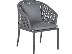 Set da pranzo da giardino 4 posti LIPARI con cuscini Metallo Grigio