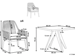 Set da pranzo da giardino 4 posti OLBIA con cuscini Cemento Beige