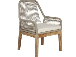Set da pranzo da giardino 4 posti OLBIA con cuscini Cemento Beige