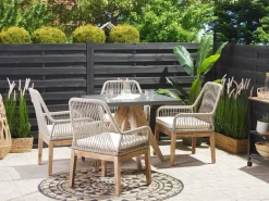 Set da pranzo da giardino 4 posti OLBIA con cuscini Cemento Beige