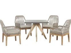 Set da pranzo da giardino 4 posti OLBIA con cuscini Cemento Beige