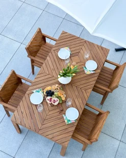 Set da pranzo da giardino 4 posti BARATTI Legno d'acacia Marrone