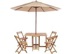 Set da pranzo da giardino 4 posti FRASSINE con Ombrellone (12 opzioni) Legno d'acacia Naturale